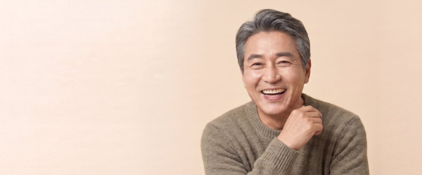 환하게 웃는 시니어 환자분의 모습